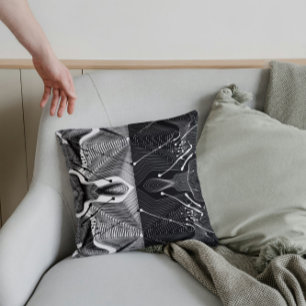 Coussin Lignes noires et blanches conception abstraite
