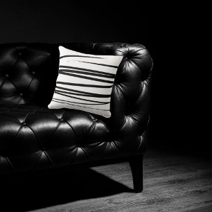 Coussin Lignes noires et blanches modernes Art Abstrait