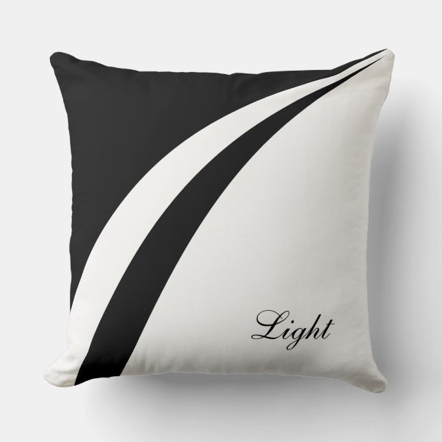 Coussin Lignes ondulées abstraites modernes sur fond noir  (Recto)
