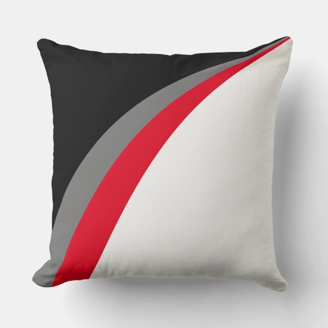 Coussin Lignes ondulées abstraites modernes sur fond noir, (Recto)