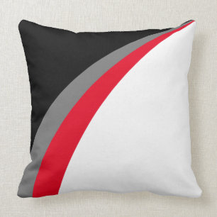 Coussin Lignes ondulées abstraites modernes sur fond noir,