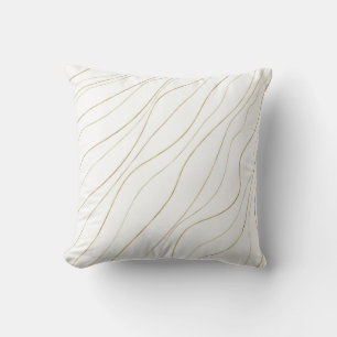 Coussin Lignes ondulées blanches et dorées Glam moderne