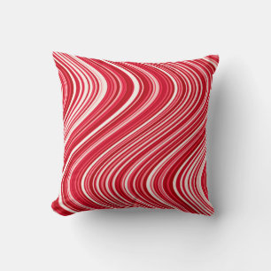 Coussin Lignes ondulées en rouge et blanc