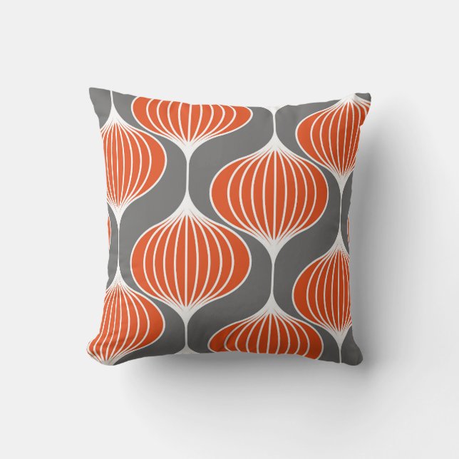 Coussin Lignes ondulées : motif vintage géométrique. (Recto)