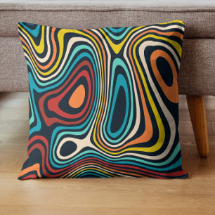 Coussin Lignes ondulées super colorées du milieu du siècle