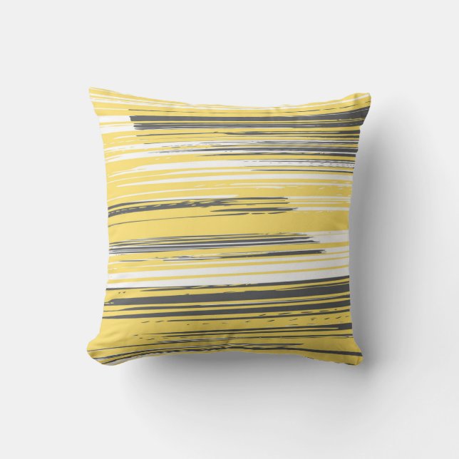 Coussin Lignes peintes à la main - jaune (Recto)