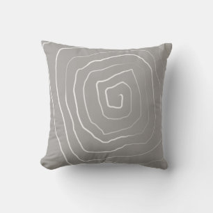 Coussin lignes peintes modernes et ludiques gris et blanc