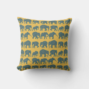Coussin Lignes personnalisées des éléphants de Paisley Cou