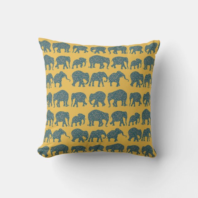 Coussin Lignes personnalisées des éléphants de Paisley Cou (Recto)