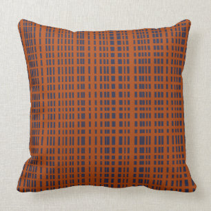 Coussin Lignes pointillées bleu-foncé sur la rouille