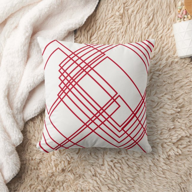 Coussin Lignes rouges Abstraites et carrés (Couverture)