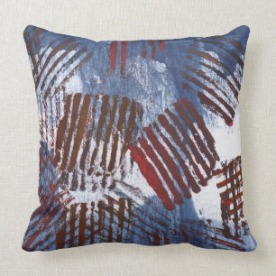 Coussin Lignes rouges Abstraites sur un arrière - plan bl