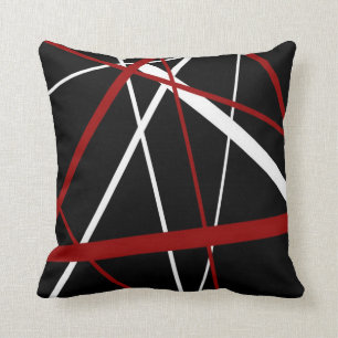 Coussin Lignes rouges de Criss et blanches croisées sur