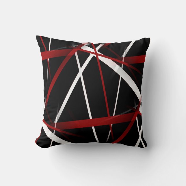 Coussin Lignes rouges et blanches Abstraites sur Arrière - (Recto)