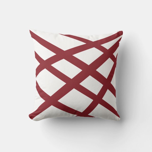Coussin Lignes rouges et blanches modernes et grasses (Recto)