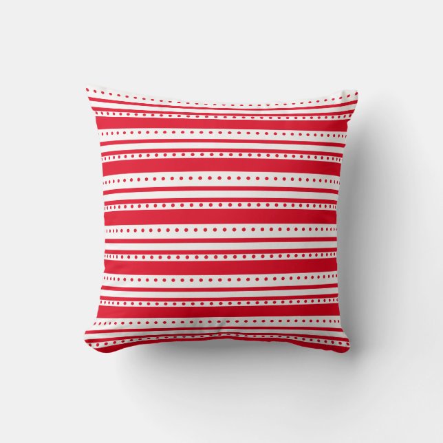 Coussin Lignes rouges et points géométriques (Recto)