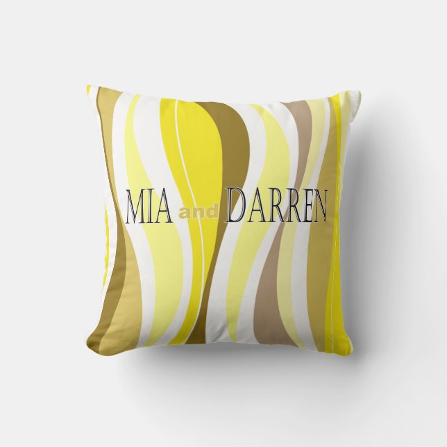 Coussin Lignes sinueuses concepteur jaune (Recto)