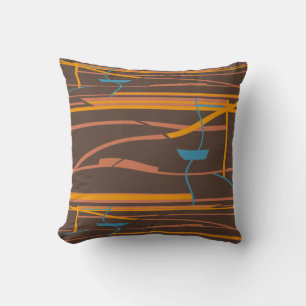 Coussin Lignes turquoise rouille orange sur l'art Abstrait