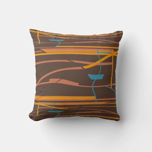 Coussin Lignes turquoise rouille orange sur l'art Abstrait (Recto)