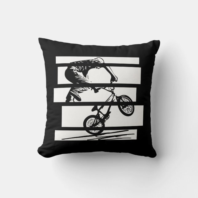 Coussin Lignes urbaines Silhouette BMX Wheelie (Recto)