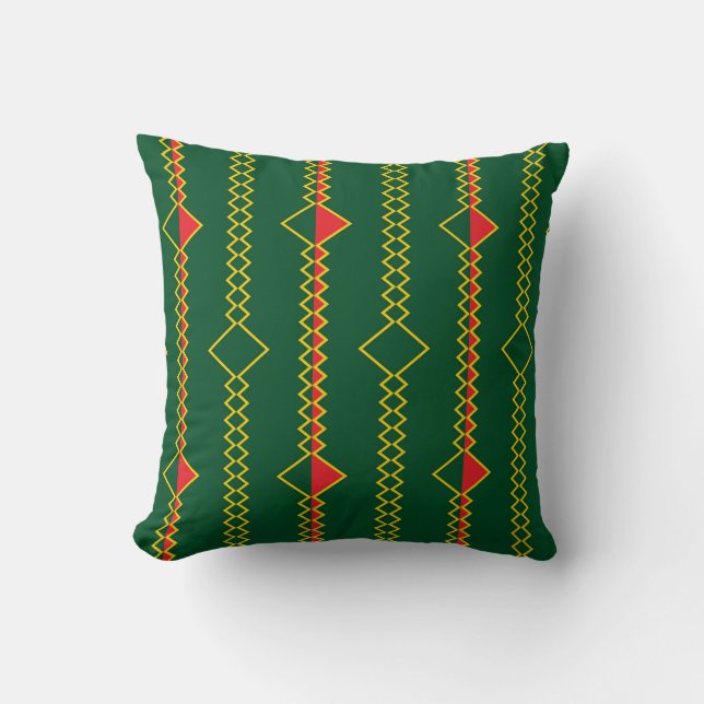Coussin Lignes verticales Zigzag Livre vert numérique-7272 (Recto)