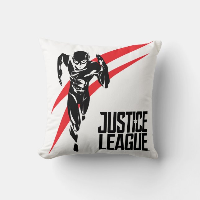 Coussin Ligue de Justice | Flash Running Noir Pop Art (Recto)