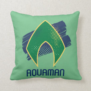 Coussin Ligue de Justice   Symbole Aquaman à demi-teintes