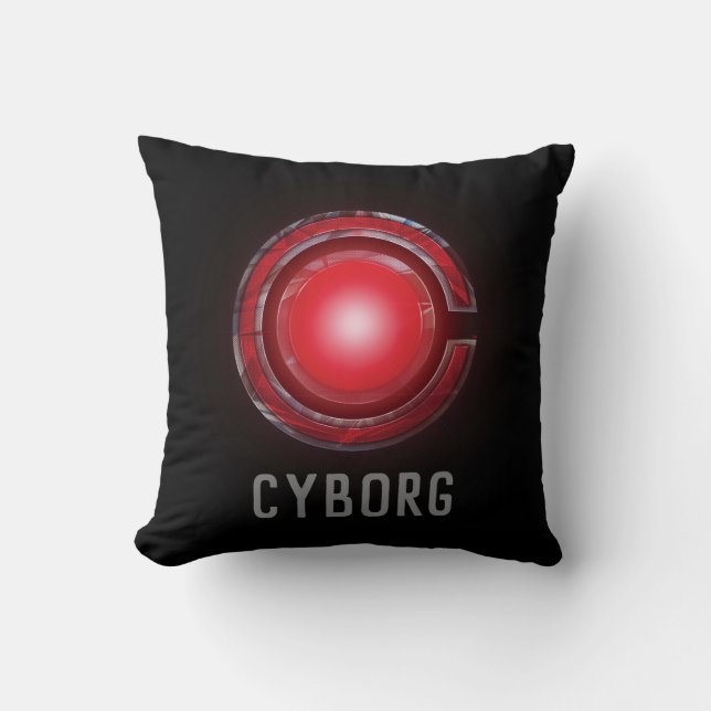 Coussin Ligue de Justice | Symbole Cyborg brillant (Recto)