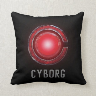 Coussin Ligue de Justice   Symbole Cyborg brillant
