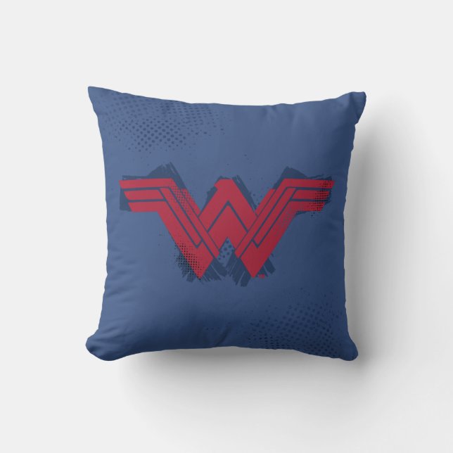 Coussin Ligue de Justice | Symbole de femme Wonder brossé (Recto)