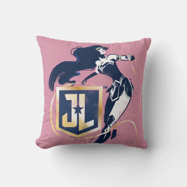 Coussin Ligue de Justice | Wonder Woman & JL Icon Pop Art (Recto)