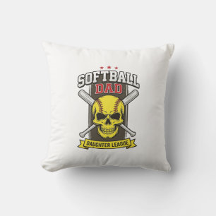 Coussin Ligue de softball père fille design vectoriel vint