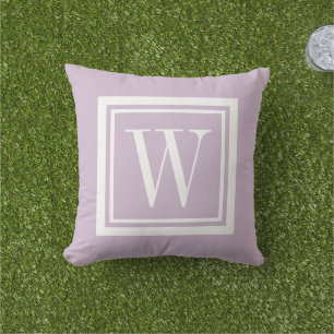 Coussin Lila Violet et Blanc Monogramme Carré Classique