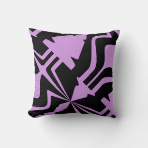 Coussin Lilac Black Diagonal Abstrait Sound Wave Motif