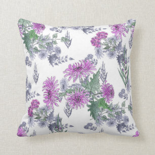 Coussin Lilac chrysanthemum , watercolor