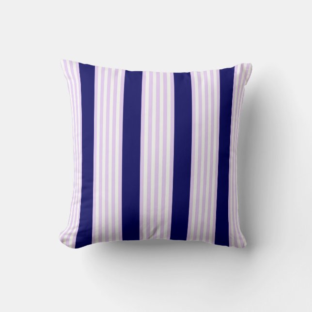 Coussin Lilac et rayures blanches motif avec bleu marine (Recto)