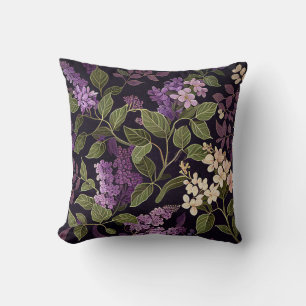 Coussin Lilac Fleur violet noir Floral Motif botanique