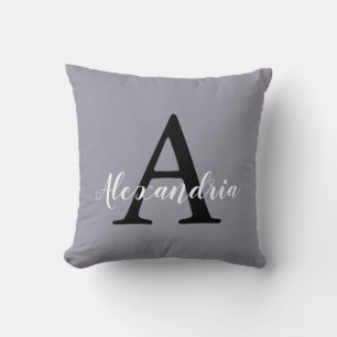 Coussin Lilac Gris Neutre Subtil Monogramme De Couleur Sol