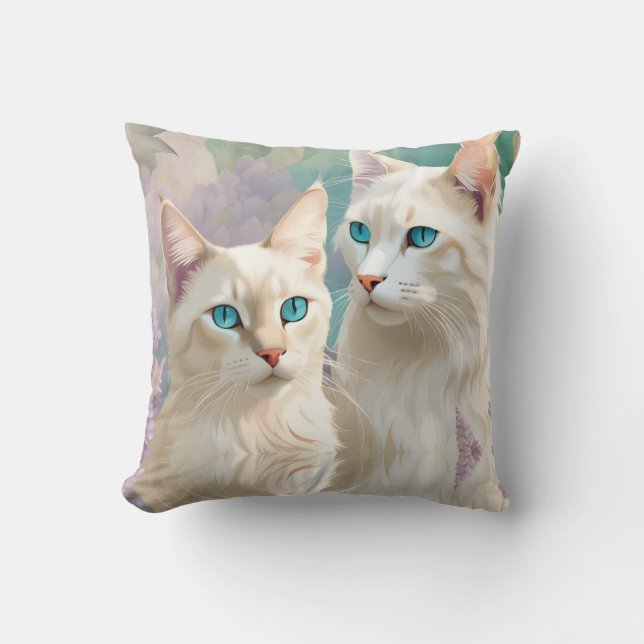 Coussin Lilac Lynx Point Siamese Portrait Art (Recto)