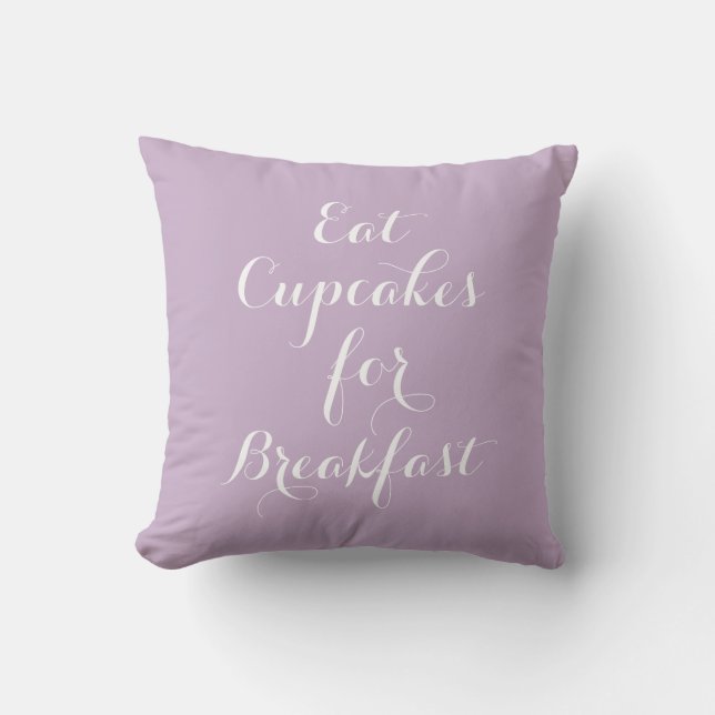 Coussin Lilac Mange Des Cupcakes Pour Le Petit Déjeuner Co (Recto)