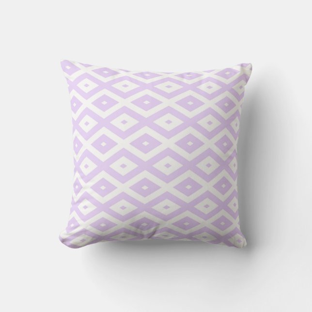 Coussin Lilac motif de diamants violet et blanc (Recto)