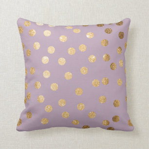 Coussin Lilac Purple et Gold Parties scintillant Polka Dot