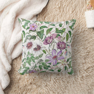 Coussin Lilac Vert Blanc Vintage Fleurs botaniques