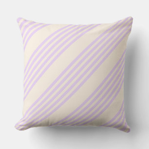 Coussin Lilac violet et beige cinq bandes motif