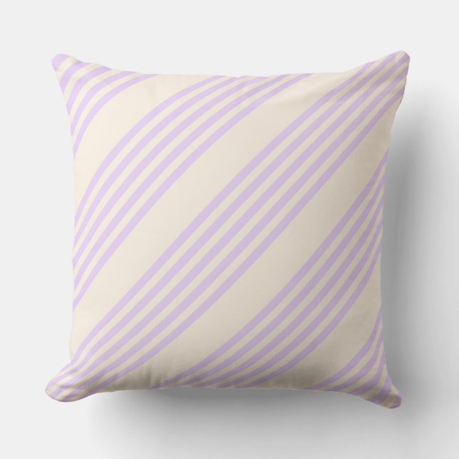 Coussin Lilac violet et beige cinq bandes motif (Recto)