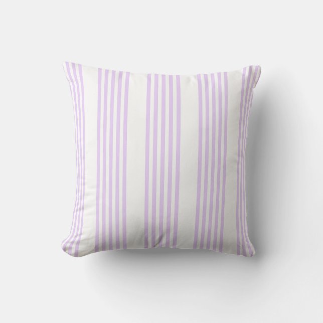 Coussin Lilac violet et blanc cinq bandes motif (Recto)