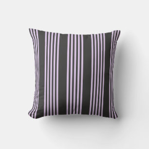 Coussin Lilac violet et charbon de bois cinq bandes motif