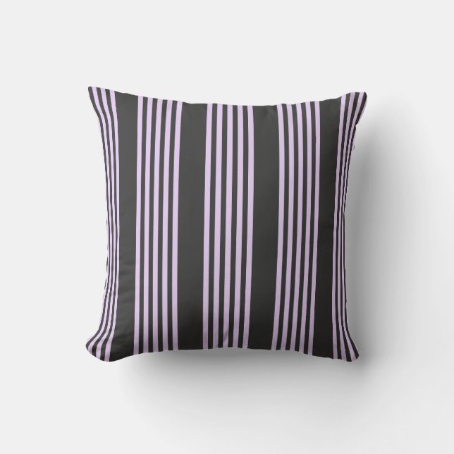Coussin Lilac violet et charbon de bois cinq bandes motif (Recto)