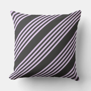 Coussin Lilac violet et charbon de bois cinq bandes motif