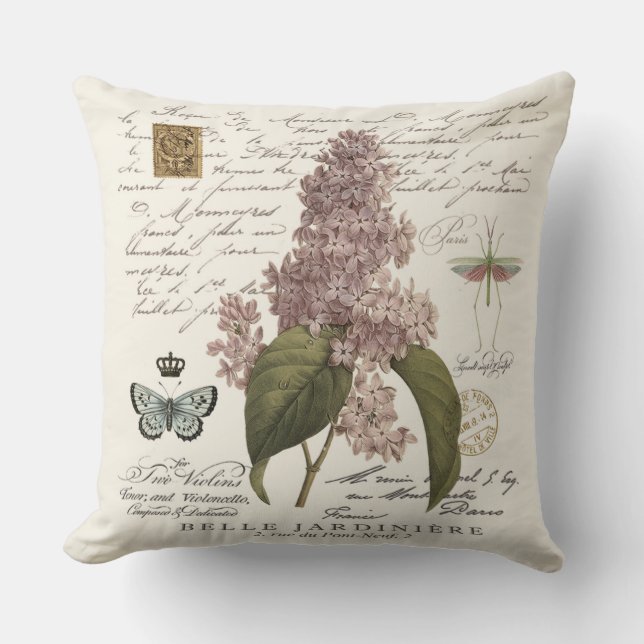 Coussin lilas français vintages modernes (Recto)